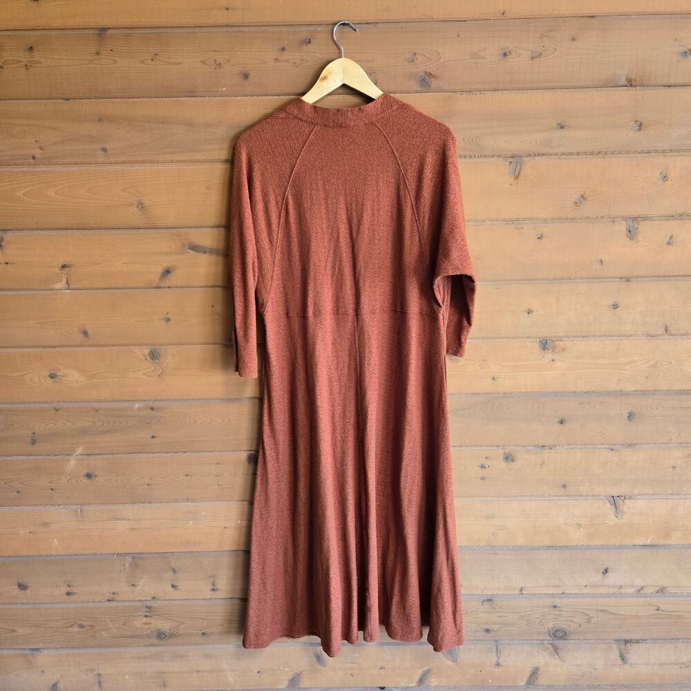 Free People Dress Midi Terracotta Beach Vneck Textured Flowy Pocket XS NWT Boho - Picture 2 of 4